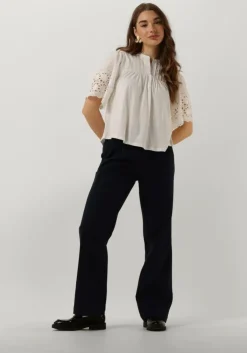 witte ruby tuesday blouses salome blouse with half embro sleeves and round neck