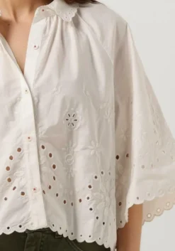 witte scotch & soda blouses crop shirt with broderie anglaise in organic cotton