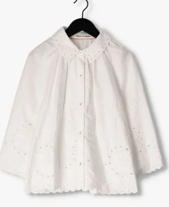witte scotch & soda blouses crop shirt with broderie anglaise in organic cotton