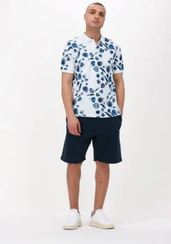 witte scotch & soda casual overhemd printed pique polo in organic cotton