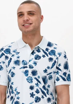 witte scotch & soda casual overhemd printed pique polo in organic cotton