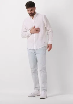 witte scotch & soda casual overhemd linen shirt with roll-up