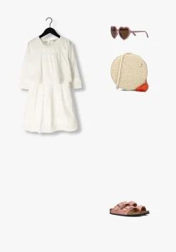 witte scotch & soda mini jurk broderie anglaise + clip jacquard