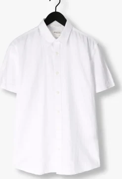 witte selected homme casual overhemd slhslimnew-linen shirt ss classic