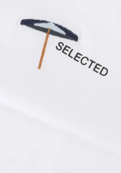 witte selected homme t-shirt slhaspen emb ss o-neck tee