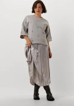 witte summum midirok pleated skirt lamee metallic