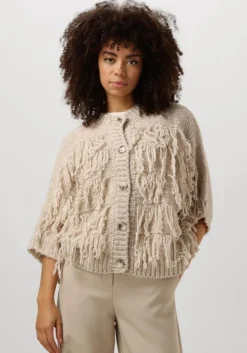 witte summum vest cardigan 3/4 sleeve fringe knit