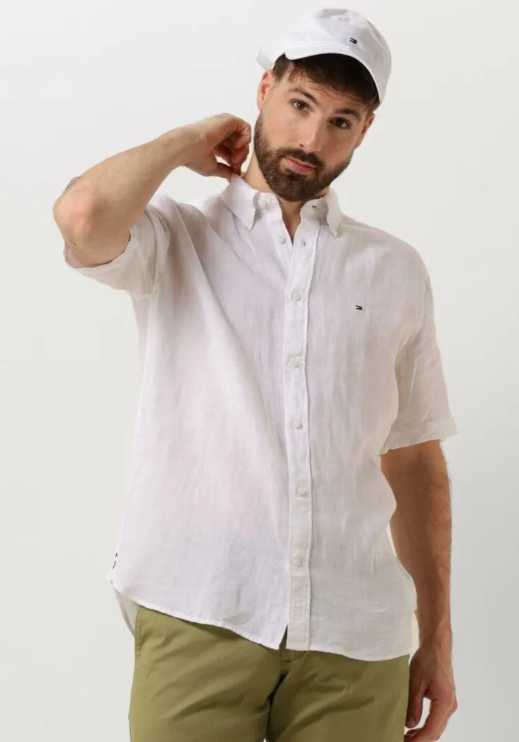 witte tommy hilfiger casual overhemd pigment dyed linen rf shirt s/s