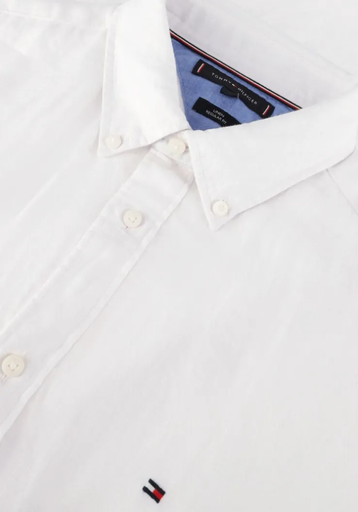 witte tommy hilfiger casual overhemd pigment dyed linen rf shirt s/s