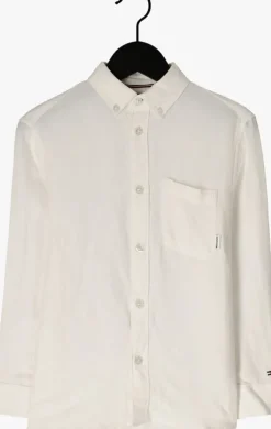 witte tommy hilfiger casual overhemd linen blend relaxed shirt ls