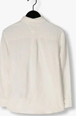 witte tommy hilfiger casual overhemd linen blend relaxed shirt ls