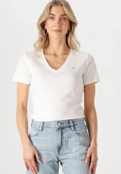 witte tommy hilfiger t-shirt new slim cody v-nk ss
