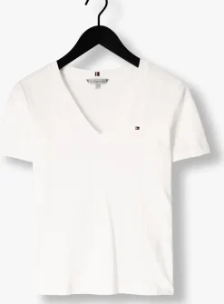 witte tommy hilfiger t-shirt new slim cody v-nk ss