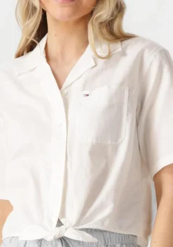 witte tommy jeans blouses tjw crp linen ss shirt