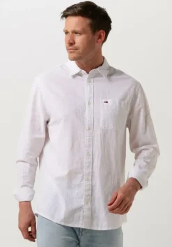 witte tommy jeans casual overhemd tjm reg linen blend shirt