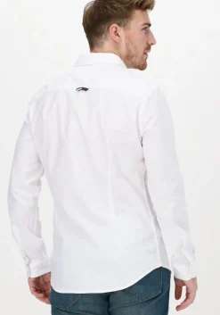 witte tommy jeans casual overhemd tjm slim stretch oxford shirt