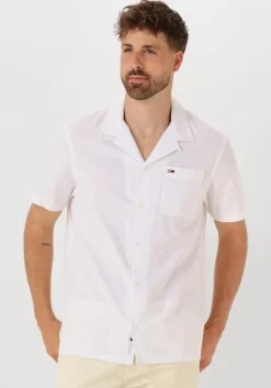 witte tommy jeans casual overhemd tjm linen blend camp ss ext