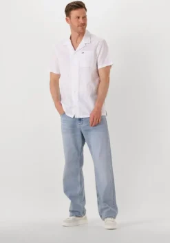 witte tommy jeans casual overhemd tjm linen blend camp ss ext