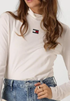witte tommy jeans coltrui tjw slim badge mockneck