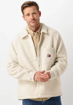 witte tommy jeans jack tjm xs badge teddy overshirt