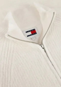 witte tommy jeans trui tjm reg 1/4 zip raglan badge