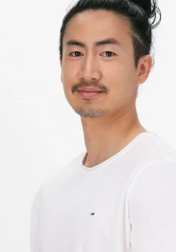 witte tommy jeans t-shirt tjm slim jaspe c neck