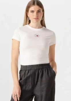 witte tommy jeans t-shirt tjw slim essential logo 2 tee