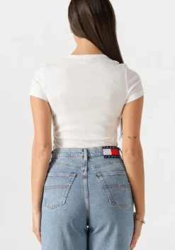 witte tommy jeans t-shirt twj slim badge rib tee