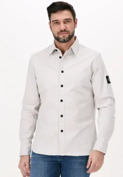 zand calvin klein casual overhemd monogram badge shirt