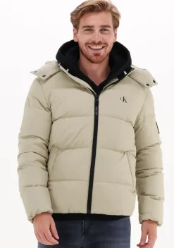 zand calvin klein gewatteerde jas essentials down jacket