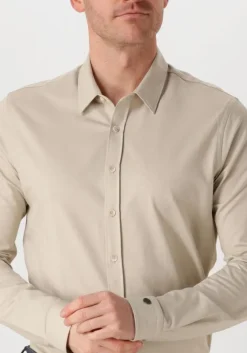 zand cast iron casual overhemd long sleeve shirt twill jersey 2 tone