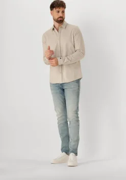 zand cast iron casual overhemd long sleeve shirt twill jersey 2 tone