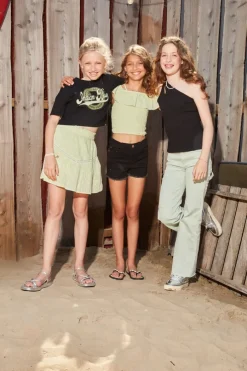 zand indian blue jeans minirok lace ruffle skirt