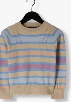 zand nono trui k-soft girls striped knitted sweater sand
