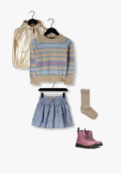 zand nono trui k-soft girls striped knitted sweater sand