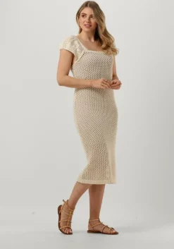 zand object midi jurk objedita s/s knit dress a vip 23
