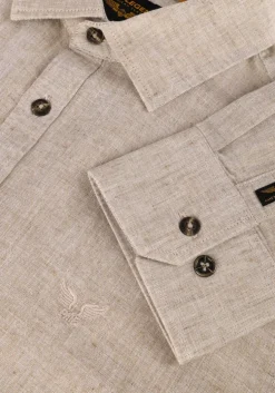 zand pme legend casual overhemd long sleeve shirt cotton linen 2 tone