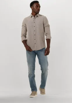 zand pme legend casual overhemd long sleeve shirt cotton linen 2 tone