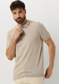 zand pure path polo knitted shortsleeve polo button up with chest embroidery