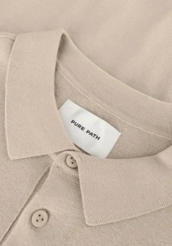 zand pure path polo knitted shortsleeve polo button up with chest embroidery