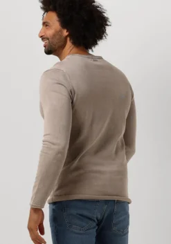 zand pure path trui flat knitted shirt with small logo on chest