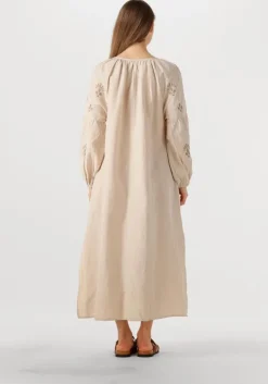 zand summum maxi jurk long dress linen heavy embroidery