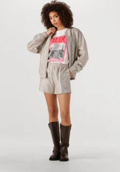 zilveren alix the label jack ladies woven foil jacket