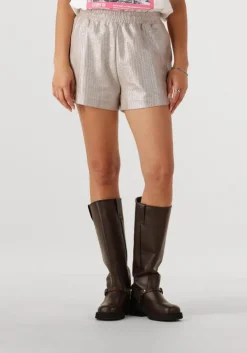 zilveren alix the label korte broek ladies woven foil shorts
