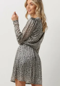 zilveren alix the label mini jurk ladies knitted leopard shiny wrap dress