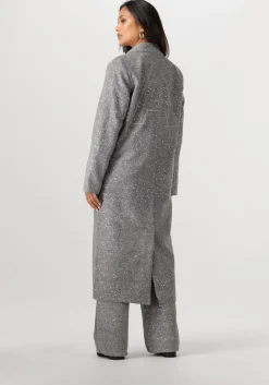 zilveren alix the label mantel ladies woven sequin long blazer