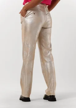 zilveren alix the label pantalon ladies woven faux suede straight leg pants