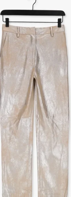 zilveren alix the label pantalon ladies woven faux suede straight leg pants