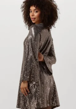 zilveren ana alcazar mini jurk dress wide sleeves