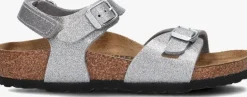 zilveren birkenstock platte sandalen rio as kids